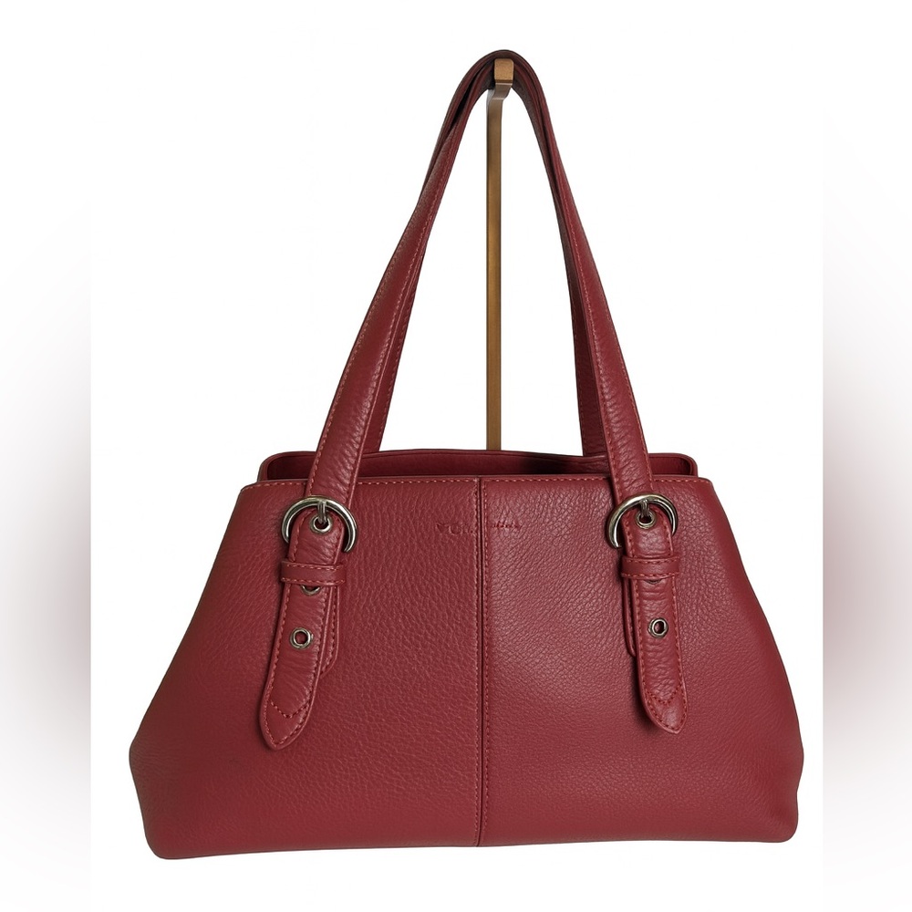 👜 Cole Haan Pebbled Leather Satchel in Mauve / Rosewood